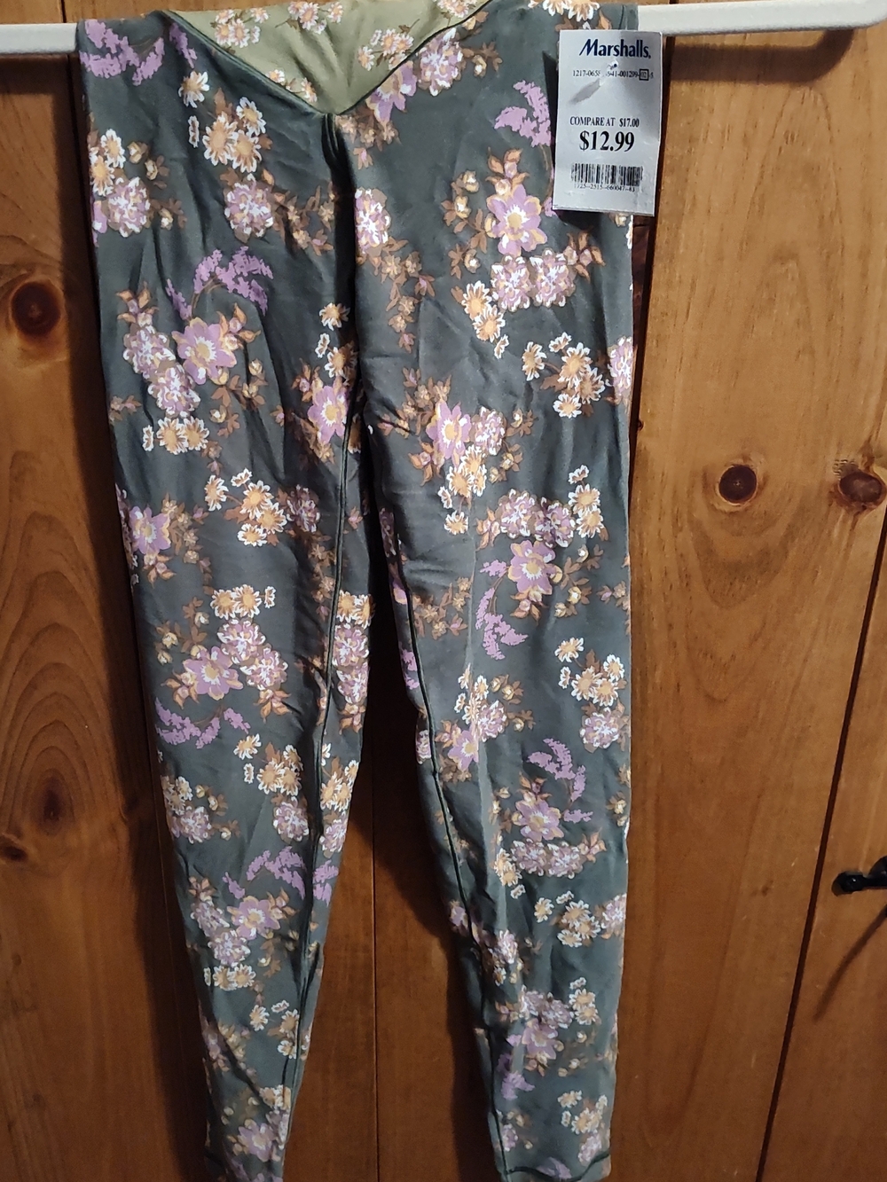 Aerie (Marshalls) Girls Floral Leggings - Green with Pink & Tan Floral Print